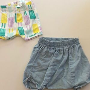 2 pairs shorts for baby size 6 months